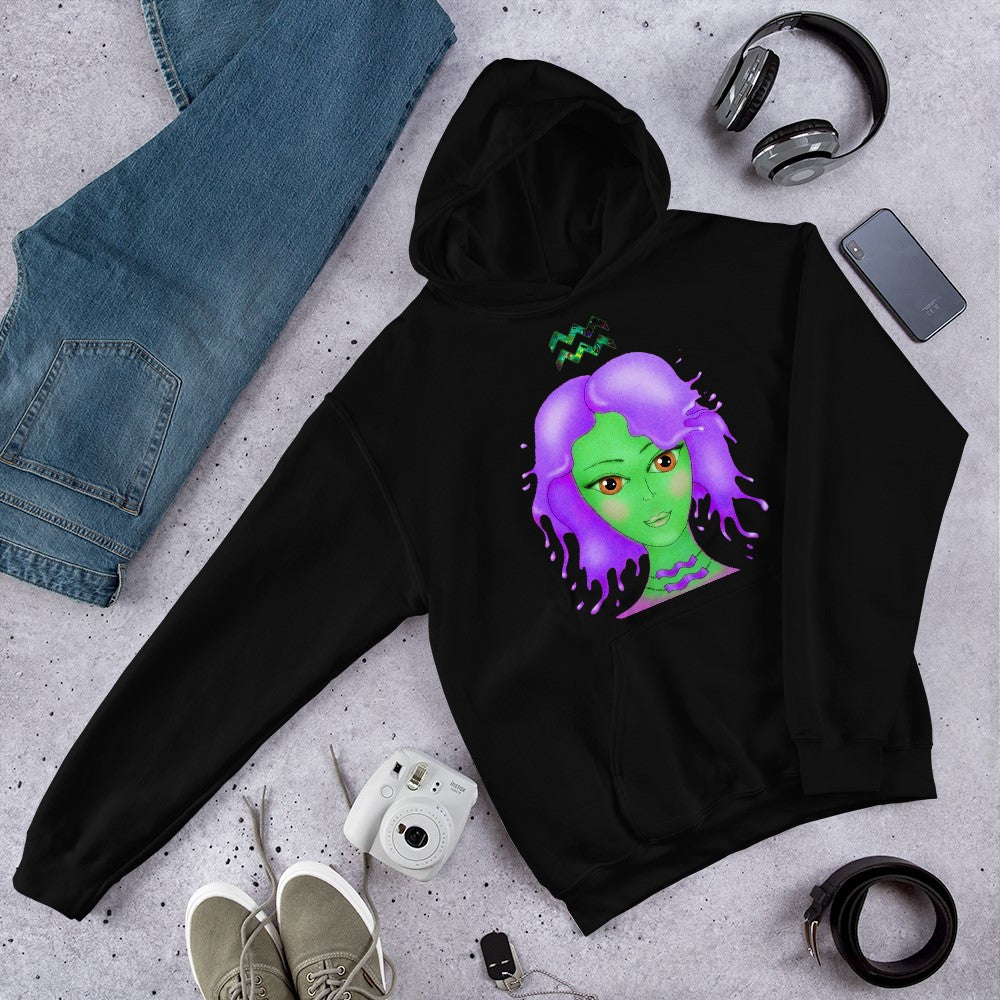 Athletic Casualwear Hoodie for Women- Aquarius Sun Sign. WickedYo.